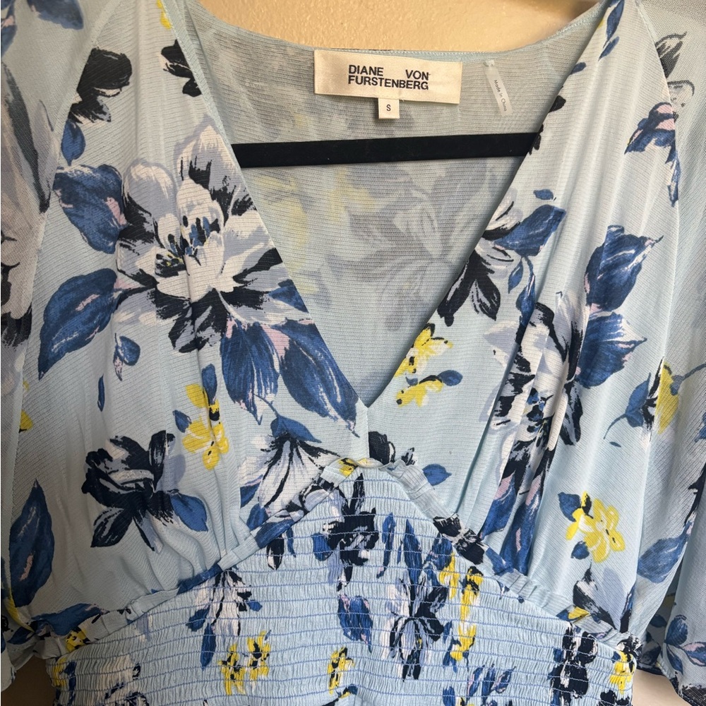 Diane Von Furstenberg Blue Floral Midi Dress